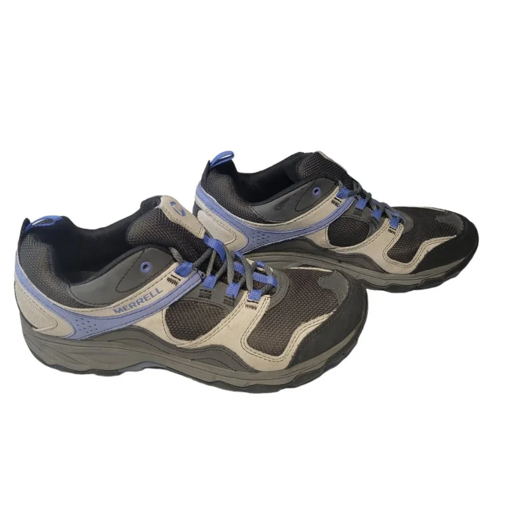 Merrell Womens Kimsey Hiking Shoes Charcoal Gray/ Blue Waterproof Leather 9.5 M - Picture 4 of 7